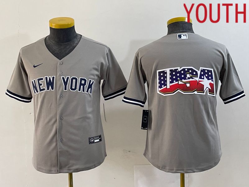 Youth New York Yankees Blank Grey Nike 2024 Game MLB Jersey style 2->youth mlb jersey->Youth Jersey